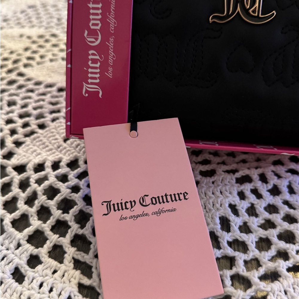 Juicy Couture Black Double Zip Wallet w/ Heart Charm – NWT - Picture 6 of 16